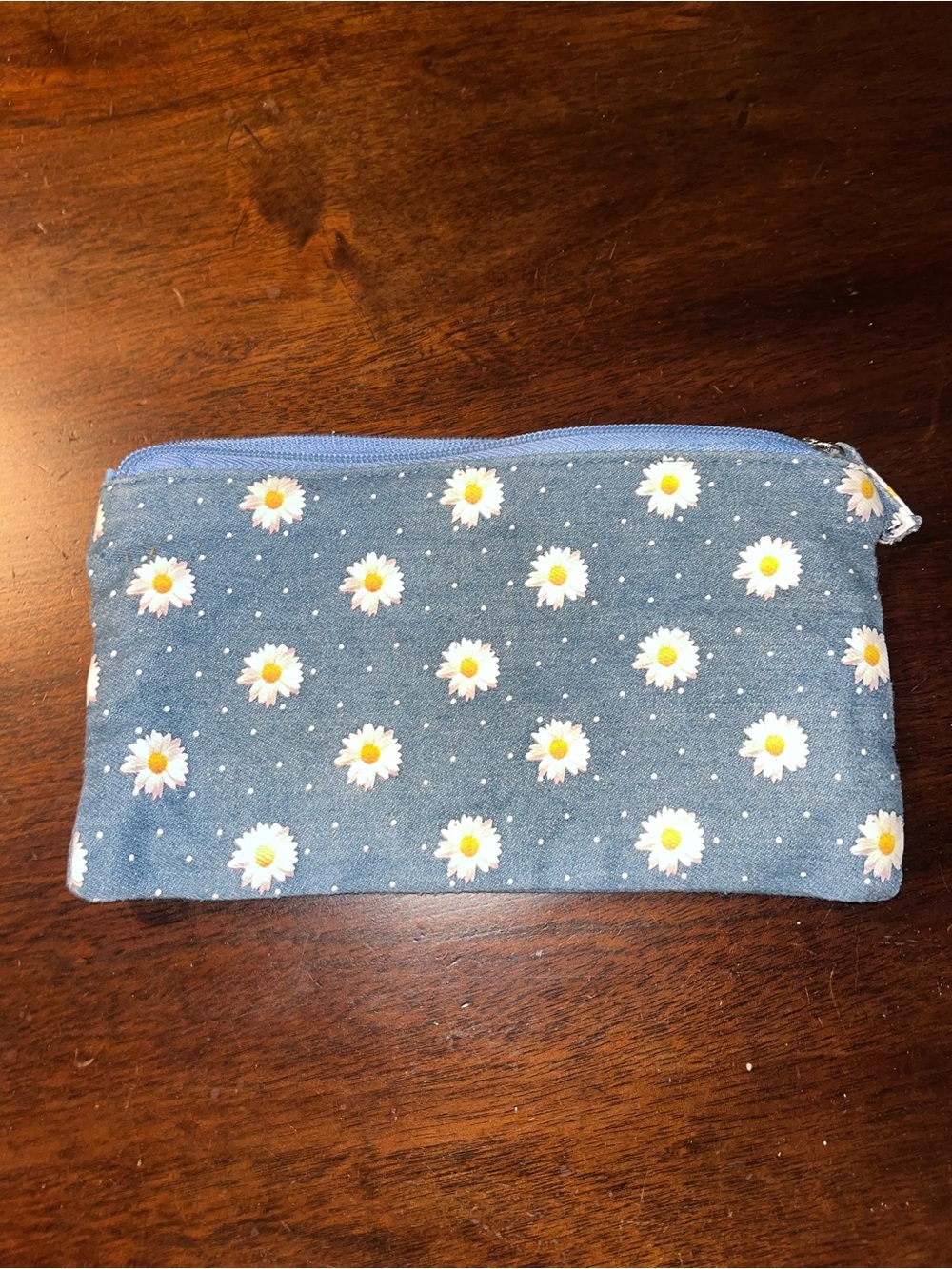 Claire's Blue Daisy Print Zipper Pouch